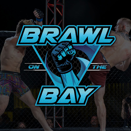 4th Annual Brawl on the Bay comes back to Ko-Kwel Casino Resort | Coos Bay Brawl on the Bay MMA event logo featuring two fighters in a cage match, with a raised fist graphic between the text.