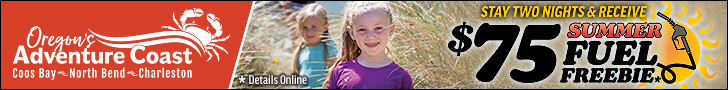 Stay two nights and receive a $75 Summer Fuel Freebie — Oregon&rsquo;s Adventure Coast, Coos Bay, North Bend, Charleston.