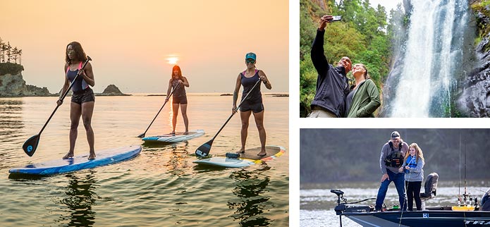 cool at the coast with stand up paddle boarding, hiking by waterfalls and freshwater fishing
