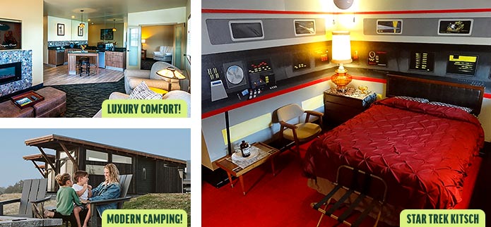 cool at the coast lodging options - luxury, modern camping and star trek kitsch