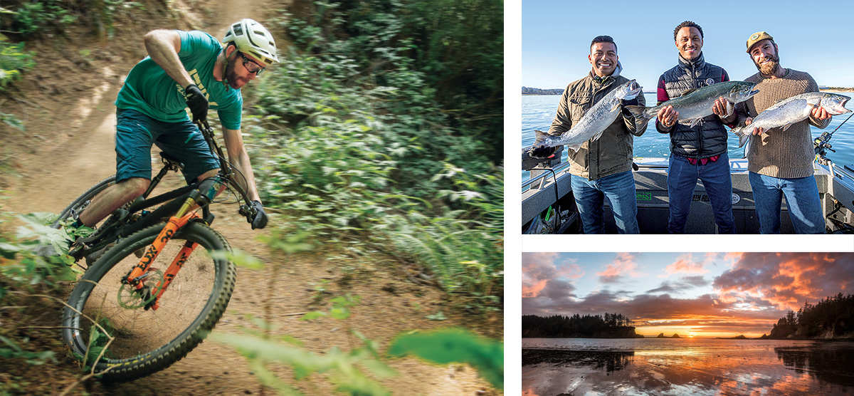 Mountain Biking, Charter Salmon Fishing & Sunset over Sunset Bay