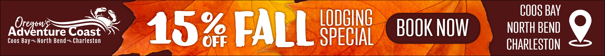 15% Fall Lodging Special - Book Now Banner