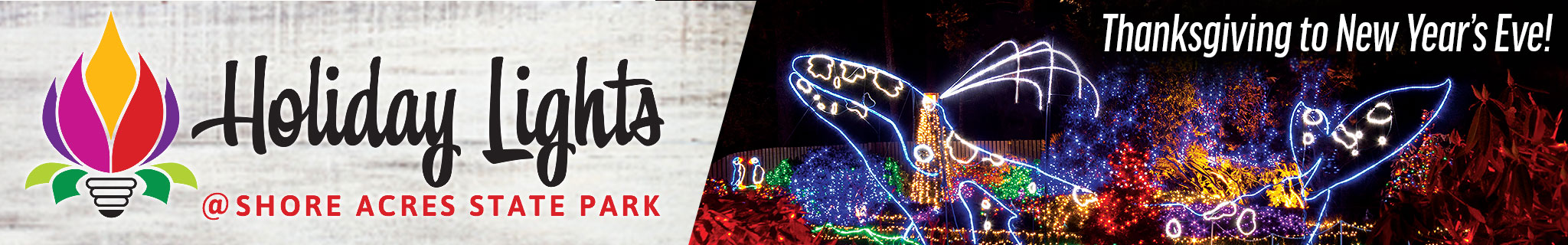 Holiday Lights at Shore Acres State Park thanksgiving through new years eve