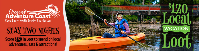 kayaker with $120 Local Vacation Loot Promotion