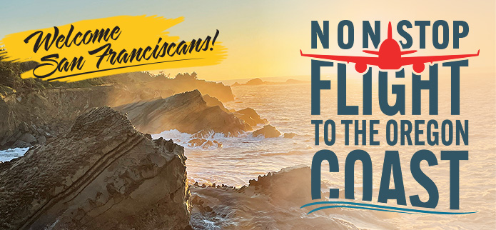 dramatic cliff overlooking pacific ocean at sunset with Welcome San Franciscans